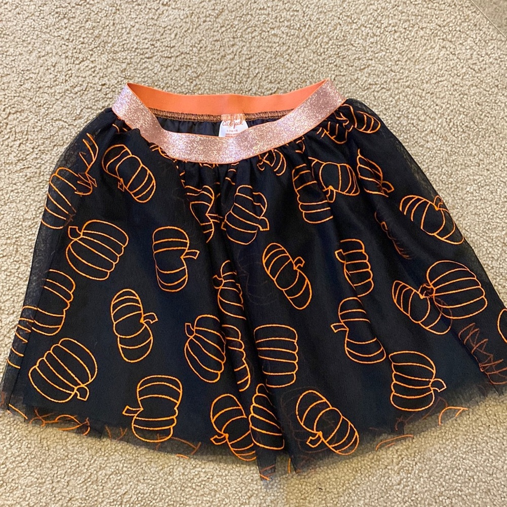 Girls black/ orange pumpkin pattern skirt